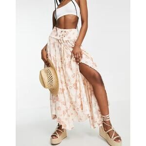 Floral Cream Maxi Skirt